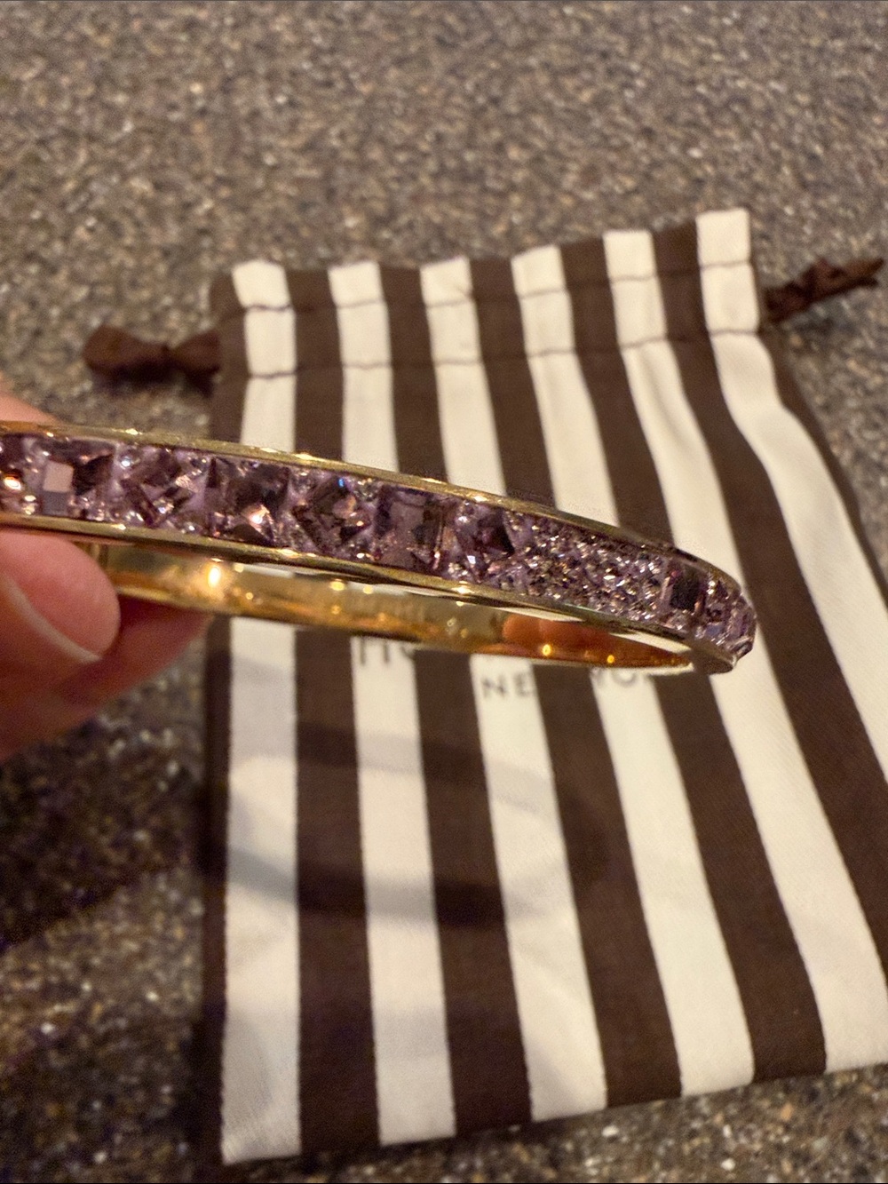 henri bendel Gold Bangle with Lavender Crystal Row - Picture 6 of 14